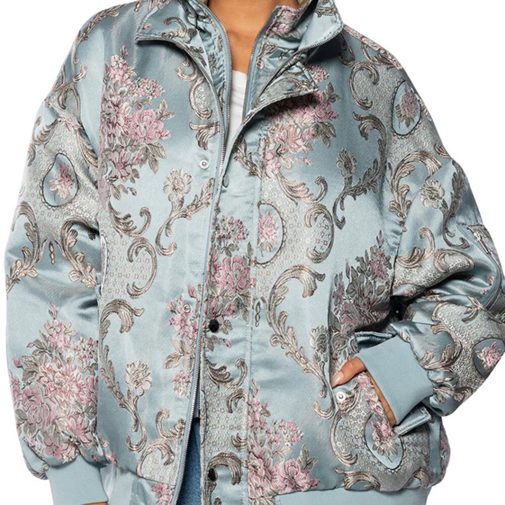 AKIRA Versailles Oversized Brocade Bomber Jacket – XL